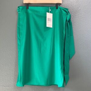 Wildfang Women’s XL Empower Pinstripe Wrap Skirt, Emerald, pockets BTSK0013-0038